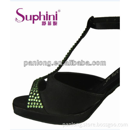 Dance shoes with green crystal and platform soft dance shoes
